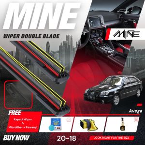 Wiper Frameless Double Blade HYUNDAI AVEGA 1 Pasang FREE BONUS