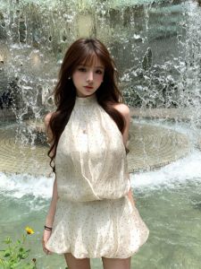 CHANGTONG | Stylish Neck Hanging Strap Waist-Shaping Sweet Dress