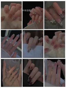 夏日多巴胺穿戴甲短款腮红跳色2024年新款成品美甲可拆卸指甲贴片 Nail sticker