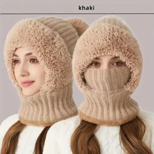 Knitted Ear Protection Fleece Neck Warmer Mask Hat Integrated Cycling Skiing Outdoor Sports Warm Winter Gear Popular Accessories