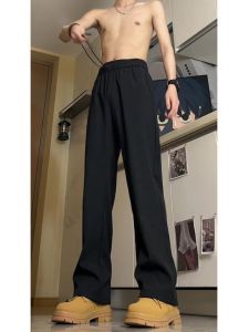 Quần Ống Đứng Đen Cho Nam Mùa Xuân Hè Quần Công Sở Phong Cách Mỹ Quần Dài Thường Ngày Cạp Cao Quần Ống Rộng Thoải Mái