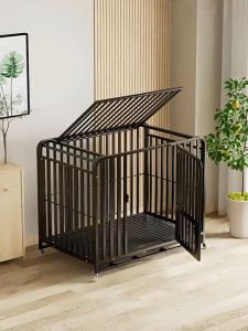 🐶Cage for dog dog house outdoor Dog Cage Heavy Duty Dog Crate Big Size Kennel Crate For Training Included Lockable Wheels Removable Tray Pet Cage Stainless Steel