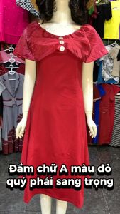 Đầm chữ A màu đỏ tươi quý phái sang trọng