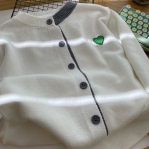 Spring and Autumn Cashmere Color Block Patch Cardigan Female New Arrival K-style Loose Long Sleeves Wool Knitwear Outwear Base Tops