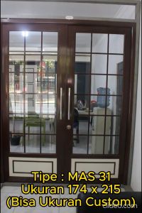 MAHOTTAMA - Pintu Kamar Mandi / Tidur Rumah Utama Aluminium 174 x 215cm Rumah 1 Set Kusen Kunci Handle Engsel Bisa Custom Ukuran Geser / Sliding Door - MAS31