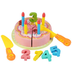 Pretend Play Wooden Cake Cutting Toy For Girls