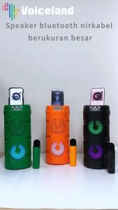Karaoke Speaker Bluetooth Wireless Free Mic Super Bass Salon Aktif Nirkabel Full Bass USB 4 Inch x2