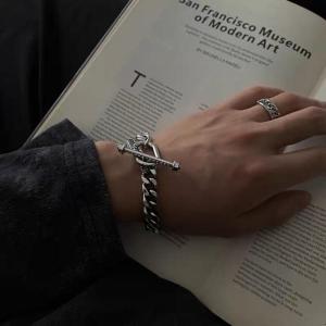 Vòng Tay Lắc Tay Nam Cuban Cao Cấp Vòng Tay Nam Nữ OT Streetwear Hiphop Màu Bạc Bản To Khóa Cài - Thép Titan Không Gỉ Horizon