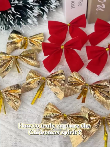 Christmas Tinsel Garland 2M with Decorative Bows and LED String Lights Xmas Tree Garland Decoration Set for Christmas Tree Door Wall Staircase Railing Fireplace Home Party Holiday Decor Local Stock Philippines