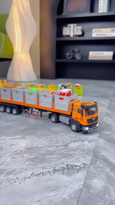 Alloy cargo transport truck sound and light car simulated container anti-fall childrens toy car