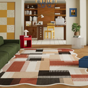 Memphis Color Check Exempt From Washing Easy to Clean Noise-Reducing Anti-Slip Carpet