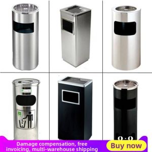 forsso | Circular Stainless Steel Covered Standing Trash Bin