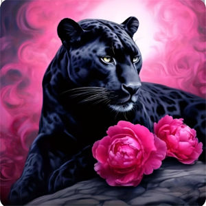 Bộ Tranh Kim Cương Đen HUACAN Leopard - Tranh Ghép Hình Động Vật Toàn Bộ Diện Tích Dán Tự Làm Thủ Công Với Thiết Kế Hoa Mẫu Đơn Quà Tặng Trang Trí Nhà Cửa