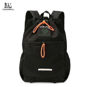 LouisWill Tennis Drawstring Backpack Sports Gym Bag Casual Daypack Lightweight Tennis Racket BagTravel Backpack School Bag Black Sports Backpack Tennis Club Bag
