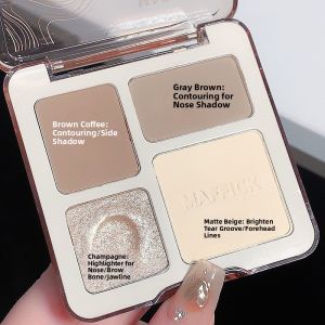 Four-Color Highlighting Palette Matte Finish Beginner Friendly Blush Eyeshadow Contouring Makeup for Face Illumination