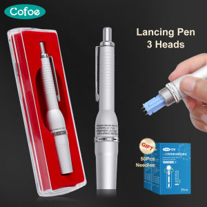 Cofoe 3 Heads Disposable Lancing Pen with 50pcs Lancets Household Lancing Bleeding No Pain for Diabetic Monitor Blood Glucose Meter