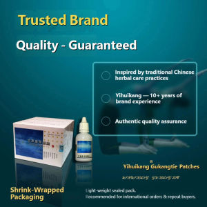 Yihuikang Gukangtie Patch with Patch Liquid – Herbal Skin-Care Patch + Moisture Liquid for Neck Back Knee & Heel Soothe Daily Soreness 60PCS (3 Boxes) 亿惠康骨康贴贴液II型