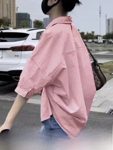 Unique Casual Short Sleeve Womens Shirt Summer New Style Small Size Cotton Sunscreen Top Fashionable Business Lady Clothes