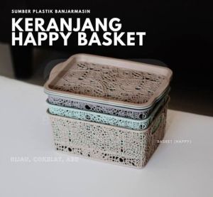 Keranjang Basket HAPPY Serbaguna Aesthetic Storage Box 5 Liter High Quality / Keranjang Serbaguna Mini Container 5Liter