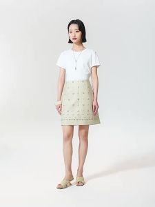V·grass/V-GRASS | Chân Váy A-Line Lanh Thêu Đính Hạt Handmade