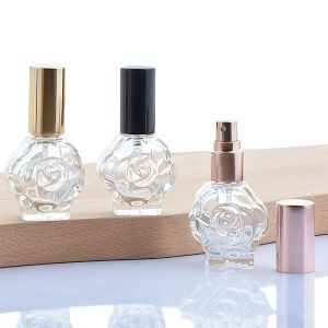 1/4pcs 10ML Perfume Bottle Glass Spray Mini Rose Shape Bottle Perfume Bottle Empty Cosmetic Alcohol Container Bottle