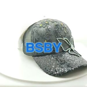Topi Wanita Baseball Korea Motif Manik Sequin Bunga Kupu-Kupu Trucker Hat Fashion Style Casual BSBY