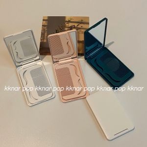 Portable Folding Mirror with Comb High Definition Clear Surface Mini Makeup Mirror Simple Design Personal Grooming Tool