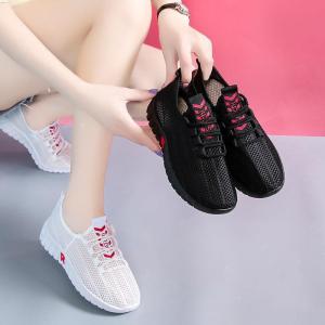 Womens New Sneakers Summer Breathable And Comfortable Running Shoes Ladies Casual Soft Soled Lace Up Flat Shoes
