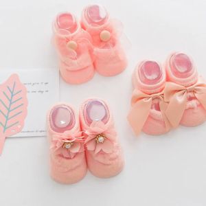 3 Pairs Baby Bow Socks Anti-slip Baby Socks Set Baby Mopping Boots Baby Cute Ankle Socks