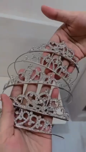 GBS Mahkota Princess Mutiara Imitasi untuk Anak dan Dewasa - Aksesoris Rambut Elegan Warna Silver