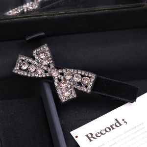 【♡Lovely girls house♡】5Pcs โบว์ขนาดเล็กประณีตชุดหนีบผมกำมะหยี่ Rhinestones เครื่องประดับคลิปผมสตรี