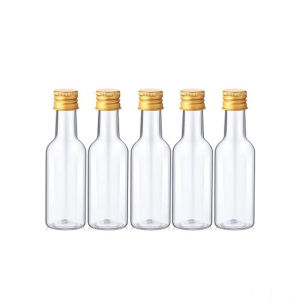 10PCS Mini Liquor Bottles 50ml Plastic Spirit Bottles Silver/ Gold/ Black Caps Alcohol Shot Bottles