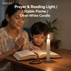 White Stick Candles Long‑Lasting Household Emergency Lighting Candle For Power Outage Religious Prayer Daily Home Use