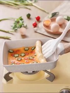 KEMORELA Tamagoyaki Pan Japanese Omelette Pan Black and White Tamagoyaki Egg Pan Non Stick Rectangle Pan Small Frying Pan