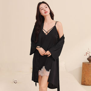 MiiOW | Womens Lace Chemise Nightgown With Bra Inserts Slimming Inner Wear No Bra Needed Home Clothes Can Be Worn Outside V-neck Strap