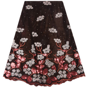 Kalume 2024 African Velvet Lace Fabric Sequins Nigerian Velvet Tulle Lace Fabric High Quality For Wedding Party Diy Dress A2012