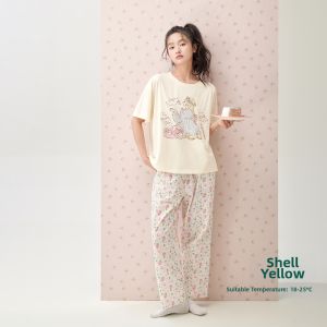 Summer Thin Cotton Sleepwear Set Cute Cartoon