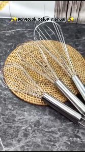 Pengocok Telur Adonan Stainless Kocokan Balon Jepit 26 cm Alat Kocokan Telur Manual Anti Karat