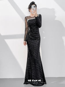 2026 New Black Fish-Tail Mermaid Gown
