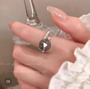 Nhẫn nữ freesize Doudou Nhẫn mạ bạc đính đá đi tiệc cá tính phong cách Âu Mỹ thời trang JZ011