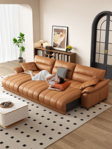 Modern Simple Italian Top LayerCowhide Electric Multi-Function Sofa Bed in Living Room Extensible Foldable Comfortable Sofa