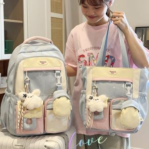 Large Capacity School Backpack for Girls Primary And High School Students Oxford Cloth Zipper Closure Dual Straps Campus Scene