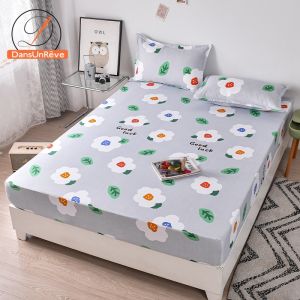 Dansunreve Fittedsheet Single/Queen/King Flower Bedsheet 360° Wrapped Garterized Mattress Protector