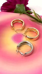 SERENA - Big Earrings Anting Tusuk Tindik Emas Perak Gold Silver Giwang Besar Model Round Half Bulat Aksesoris Perhiasan Fashion Wanita Korean Style Anti Karat by Ohellow Studios