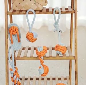 Dog Chew Teething Toys Puppy Chew Teething Toys Resistant to Bite Grinding Teeth Training Fun Playing Cotton Rope Ball Puppy Supplies Safe for Pet Dog