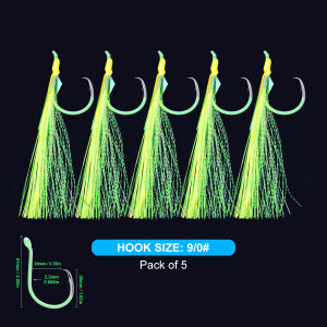 ZYZHE 5pcs Luminous Circle Hook With Silk 6/0# 7/0# 8/0# 9/0# 10/0# Fishing Rigs Assist Hooks Pre-dressed Hooks Combine UV Flash