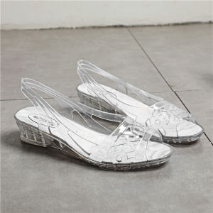 IELGY Transparent Jelly Fish Mouth Crystal Sandals Womens Low Heel Dance Shoes Flat Mom