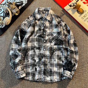 American Retro Black Pink Plaid Shirt Coat Boys Hip Hop BF Trendy Handsome Students Easiest for Match Long Sleeves Underwear