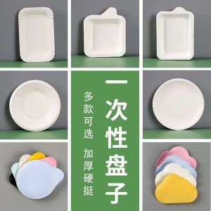 Disposable Paper Plates Bowls Trays Cake Serving Platter Long Rectangle round Independently Packaged Eco-Friendly Tableware