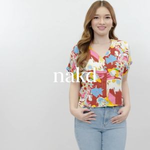 NAKD FASHION HIGH QUALITY SERENE BASIC DAILY CASUAL OFFICE CHALLIS POLO BLOUSE TOP FOR WOMEN 58136